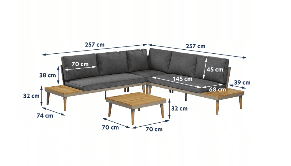 moderný záhradný set Bjorn  rozmery